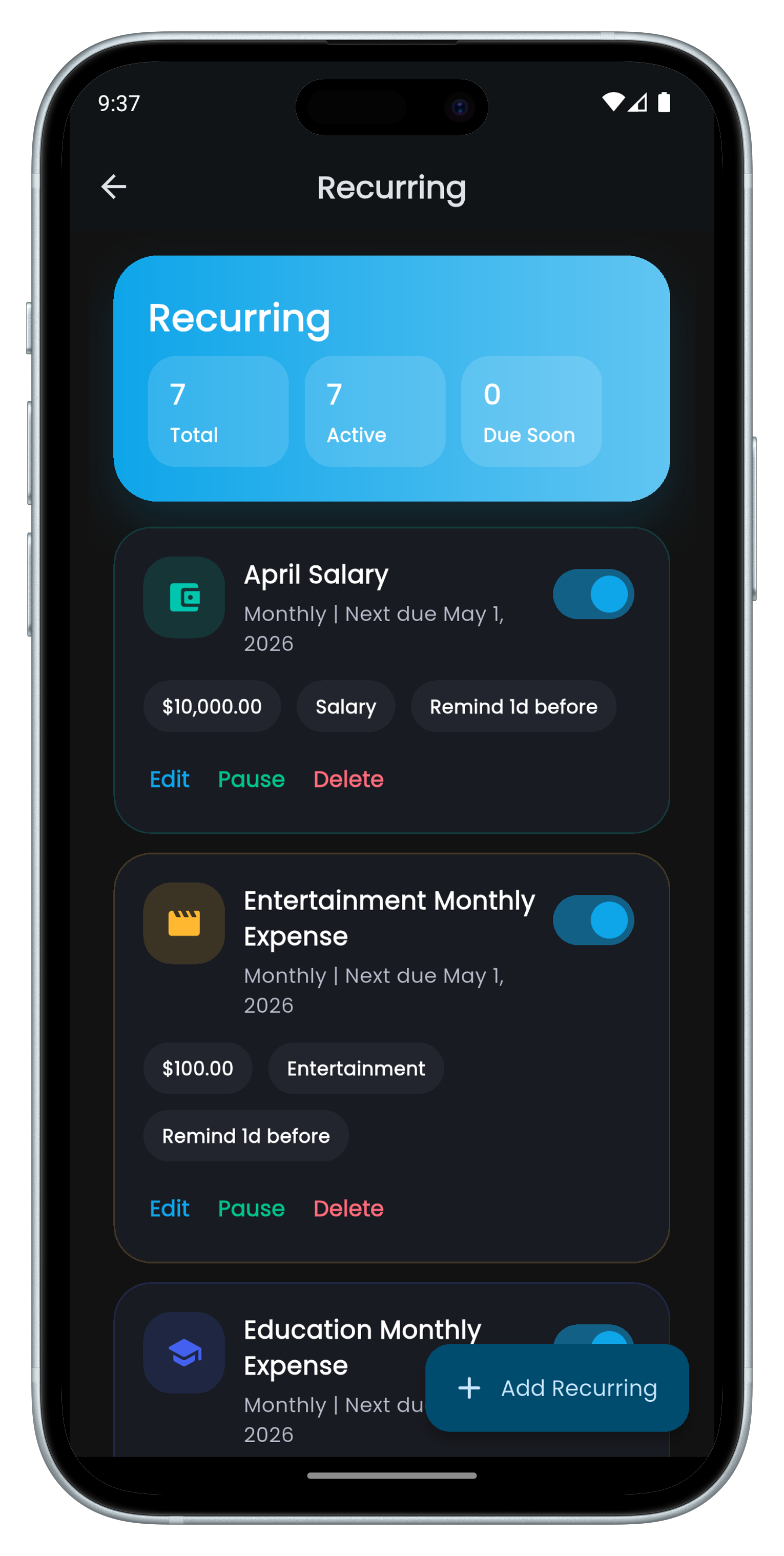 Vaultly Recurring Plans